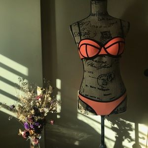 Triangle neon orange bikini set